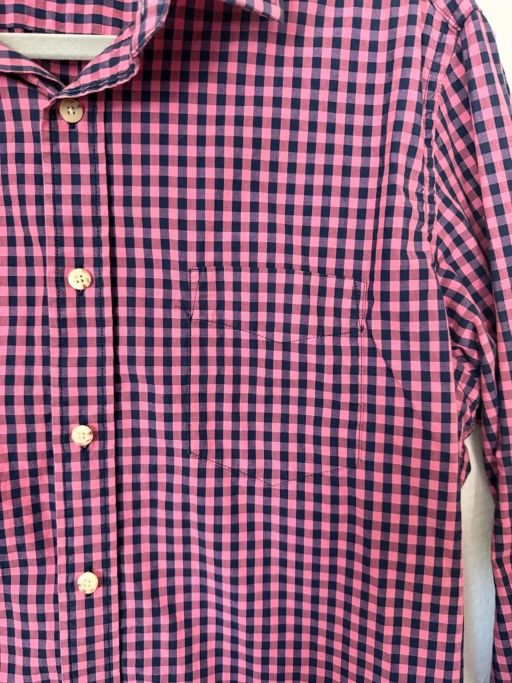 UNTUCKit Pink Gingham 100% Cotton Slim Fit Long-Sleeve Button Shirt Size L